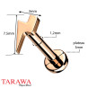 Piercing labret titane or rose en forme éclair filetage interne