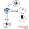 Piercing labret  acier chirurgical strass 2mm