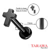 Piercing labret titane motif croix - Tarawa.com
