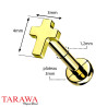 Piercing labret titane motif croix Doré - Tarawa.com