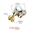 Piercing labret titane doré pate de chat opale