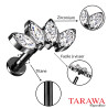 Piercing labret titane éventail 4 marquise noir
