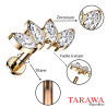 Piercing labret titane éventail 4 marquise or rose