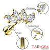 Piercing labret titane éventail 4 marquise doré