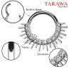 Piercing anneau Titane Argenté avec Détails Soleil et Strass Brillants