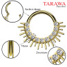 Piercing anneau Titane Doré avec Détails Soleil et Strass Brillants
