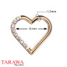 Piercing anneau en titane or rose forme cœur avec CZ
