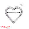 Piercing anneau en titane forme cœur avec CZ