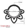 Piercing anneau en titane floral CZ et perle noir