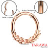 Piercing anneau feuilles de laurier en acier chirurgical or rose