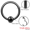Anneau de piercing acier noir clipper en acier chirurgical - Tarawa.com