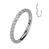 Anneau piercing clipper en acier chirurgical pavé de strass