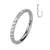 Anneau piercing clipper en acier chirurgical pavé de strass irisé