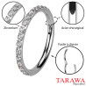 Anneau piercing clipper en acier chirurgical pavé de strass