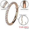 Anneau piercing clipper acier chirurgical or rose pavé de strass