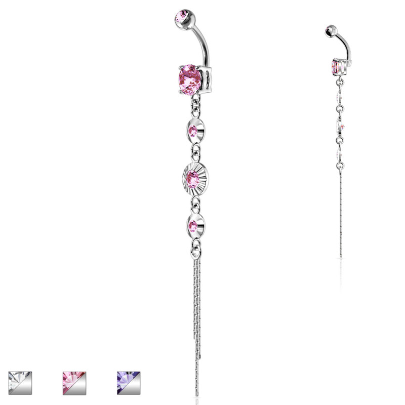 Piercing nombril pendant gemme rond