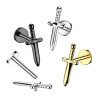 Piercing labret dague en titane doré