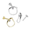 Piercing Labret Chaîne en Titane Doré avec Cristal – Luxe et Raffinement