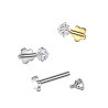 Piercing Labret en Titane Doré avec Strass 3mm – Élégance et Confort Absolu