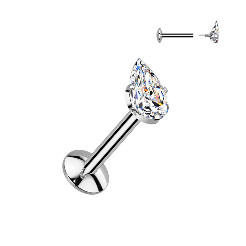 Piercing Labret Titane – Goutte de Zirconium Colorée (Filetage Américain) Piercing Labret Titane – Goutte de Zirconium Colorée (Filetage Américain)