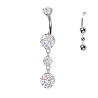 Piercing Nombril Titane – Pendentif Triple Zirconium