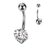 Piercing Nombril Titane Grade Implant avec Cœur en Zirconium – Bijou Chic & Hypoallergénique