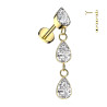 Piercing labret titane doré pendentif triple goutte