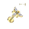 Piercing labret titane doré triangle et marquise zircon