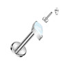 Piercing labret en titane avec opale blanche synthétique