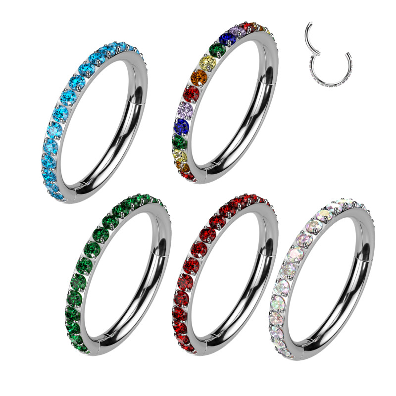 Anneau clipper titane zirconium griffé – Piercing hélix, tragus, cartilage