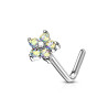 Piercing nez en L acier chirurgical fleur zirconium