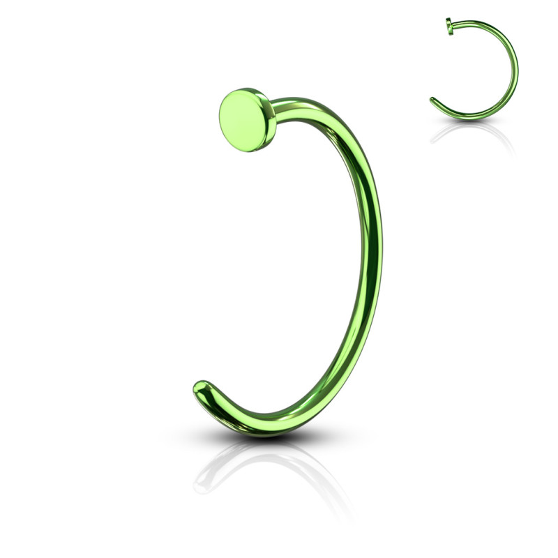 Piercing nez anneau ouvert vert – tige 0,8 mm