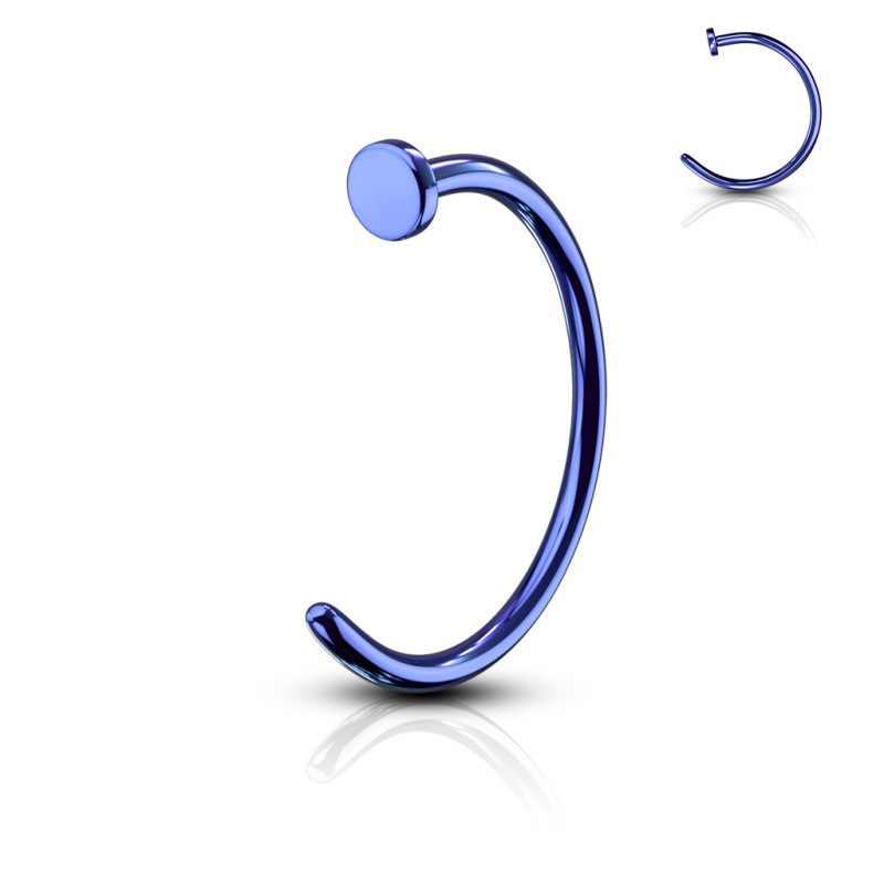 Piercing nez anneau ouvert bleu – tige 0,8 mm