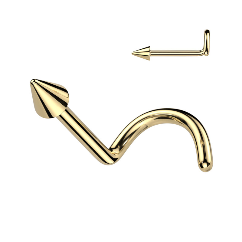 Piercing nez courbé en titane doré avec pointe – Look audacieux et minimaliste