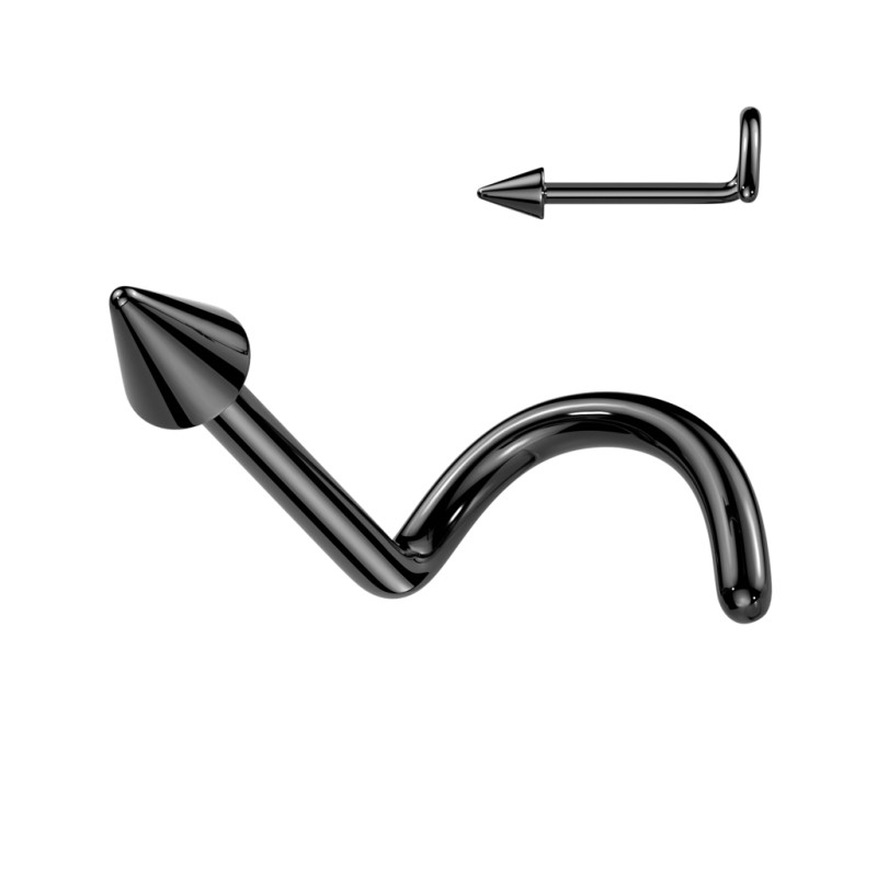 Piercing nez courbé en titane noir avec pointe – Minimalisme et intensité