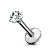 Piercing labret titane naturel avec zirconium blanc 2,5 mm – Éclat discret et durable