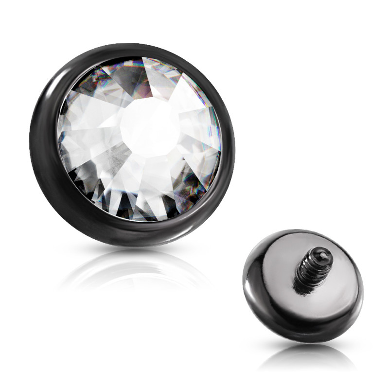 Bille microdermal 1,6 mm en acier noir avec zirconium blanc