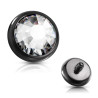 Bille microdermal 1,6 mm en acier noir avec zirconium blanc