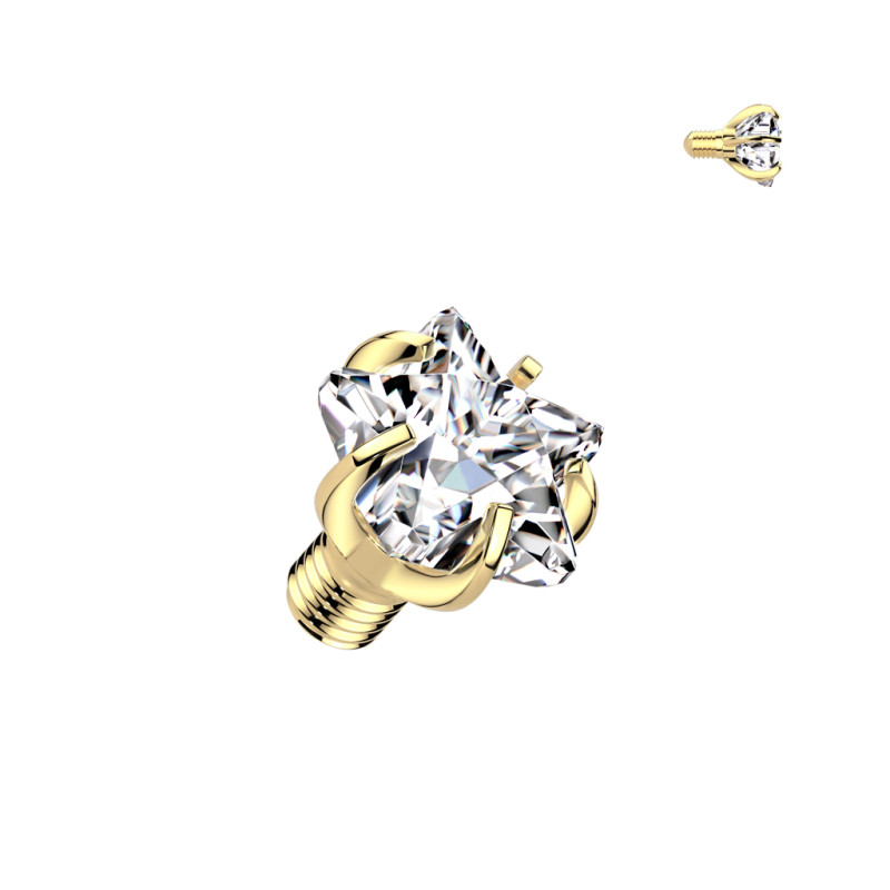 Bille microdermale dorée en titane avec étoile zirconium – 1,2 mm