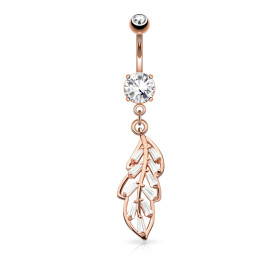 Piercing nombril feuille or...