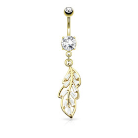 Piercing nombril feuille...