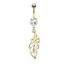 Piercing nombril feuille dorée avec strass