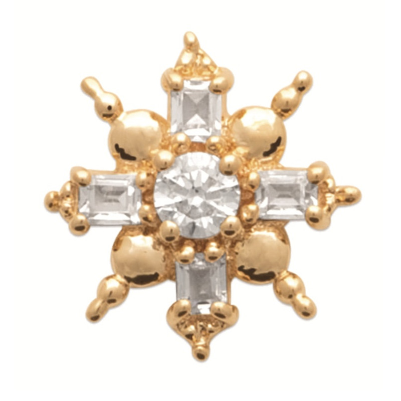 Boucle d’oreille flocon de neige en plaqué or avec zirconiums – Vendue à l’unité