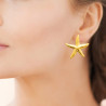Boucles d’oreilles étoile de mer en acier inoxydable doré – Vibe solaire & texture martelée (vendues à la paire)