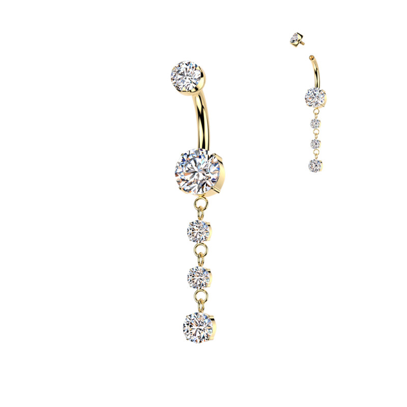 Piercing nombril en titane doré avec pendant zirconium – Élégance et qualité premium Piercing nombril en titane doré avec pendant zirconium – Élégance et qualité premium