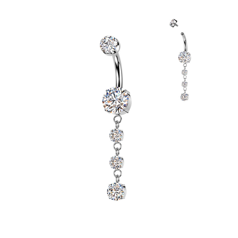 Piercing nombril en titane argenté avec zirconium blanc ou irisé – Brillance et élégance intemporelle Piercing nombril en titane argenté avec zirconium blanc ou irisé – Brillance et élégance intemporelle