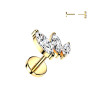 Piercing nez en titane doré triple marquise – Éclat raffiné et confort absolu