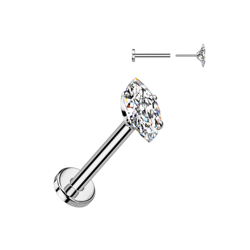 Piercing nez en titane gris avec pierre marquise – Sobriété et éclat intemporel Piercing nez en titane gris avec pierre marquise – Sobriété et éclat intemporel