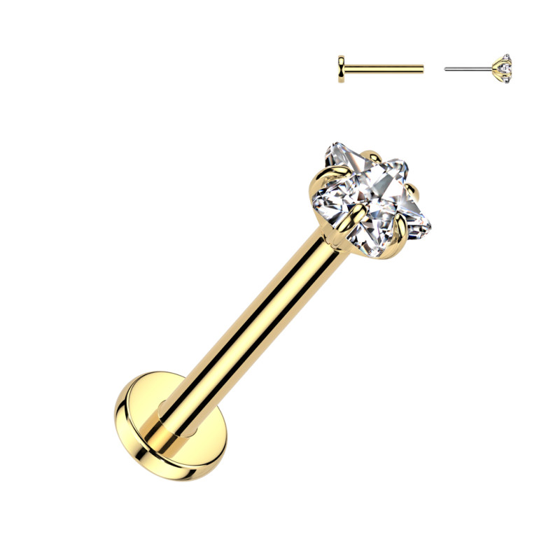 Piercing nez en titane doré avec zirconium étoile – Brillance délicate et style raffiné Piercing nez en titane doré avec zirconium étoile – Brillance délicate et style raffiné