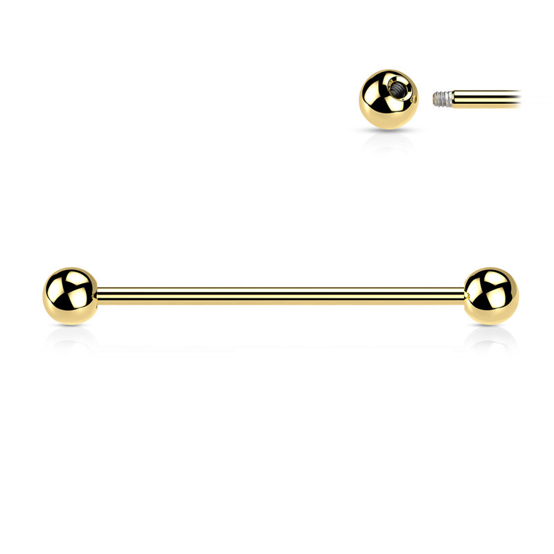Piercing industriel en titane doré simple Piercing industriel en titane doré simple